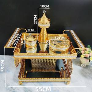 Juego de Decoración de Mesa de Comedor de Cristal y Metal Dorado de Lujo, Quemador de Incienso para <span class=keywords><strong>Hotel</strong></span>, Azucarero, Adorno de Mesa para Banquetes - Product Image 3