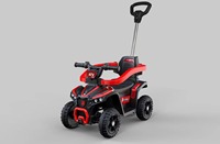 Quad enfant 4 roues avec poignée parentale, voiture jouet à pousser avec musique et lumières pour enfants de 1 à 5 ans