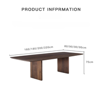 Table à manger sur mesure en bois massif, base en piédestal cannelé personnalisée, bureau en bois, table de conférence de luxe en noyer
