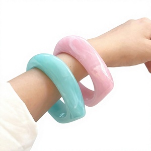 Meilleur Ensemble de Bracelets Joncs en Résine Acrylique Premium Mignons Rose Turquoise Colorés Unisexe Bijoux Tendance Anniversaire pour Femme - Product Image 1