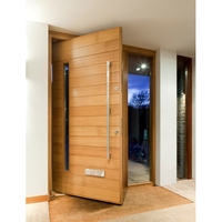 Fabricant de portes de sécurité principales extérieures modernes en bois massif personnalisées Portes pivotantes en bois à long manche pour maisons Fibre de verre