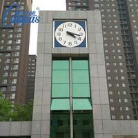 Horloge architecturale extérieure au design moderne avec cadre en acier inoxydable, grande taille, réglage automatique de l'heure par satellite et éclairage nocturne