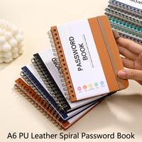 Carnet de mots de passe personnalisé A6 en cuir végétalien avec index A-Z, reliure spirale pour une gestion sécurisée des connexions
