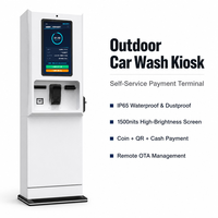 Terminal de paiement pour lavage de voitures à écran tactile 27/32 pouces, étanche IP65, haute luminosité, borne de paiement en libre-service avec recyclage de pièces de monnaie