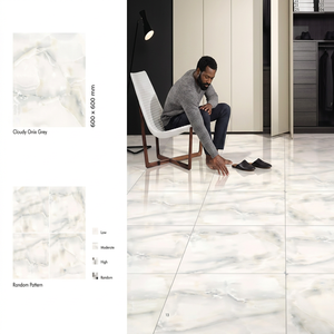 Vistaar Carrara Grey Marble Effect Porcelain Tiles 600x600mm <b>Matte</b> Polished Ceramic <b>Flooring</b> - Product Image 3