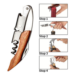 Tire-bouchon en acier inoxydable avec manche en bois de rose pour ouvrir les bouteilles – Vente en gros usine - Product Image 6