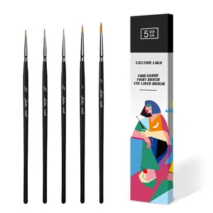 Pennello professionale personalizzato per uso alimentare 5 pezzi pennelli per dettagli fini 2/0 3/0 Set di pennelli per artisti in miniatura per capelli sintetici