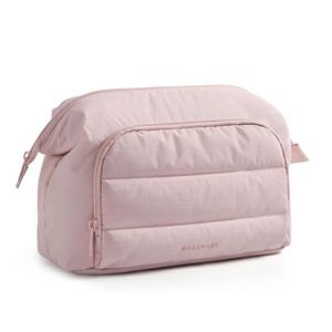 Sac de maquillage cosmétique en nylon à motif géométrique personnalisé avec logo, capacité moyenne, poignée souple, fermeture durable pour les voyages et l'usage en extérieur - Product Image 5