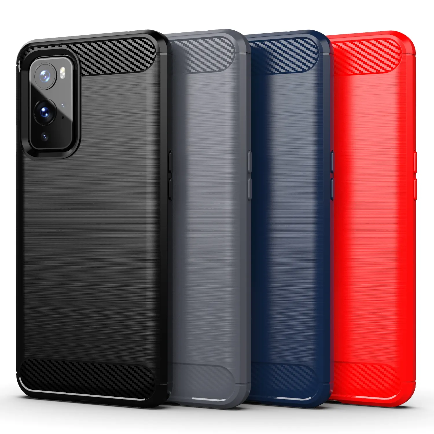 For OnePlus 9 Case, Carbon Fiber Texture Shock-Absorption Slim Flexible Soft TPU Bumper Phone Cover For OnePlus 9 Pro