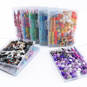 Kit de Cuentas para Bolígrafos DIY con Estuche de Almacenamiento, Bolígrafos y Cuerdas Elásticas, Cuentas Espaciadoras de Plástico Acrílico para Hacer Pulseras de la Amistad - Product Image 1