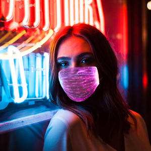 Kanlong party glow in <span class=keywords><strong>the</strong></span> dark maske maskerade leucht rensable USB fiber optische gesicht maske mit led licht - Product Image 4