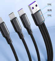 Câble de charge et de données USB 3 en 1 tressé en nylon 1,2 m (Type C + Type C + Type C) à charge rapide