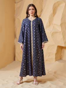 <span class=keywords><strong>Abbigliamento</strong></span> musulmano islamico abito in Mesh floreale abito in tinta unita 2 pezzi Casual set per autunno non tessuto per Dubai arabo Marocco - Product Image 3