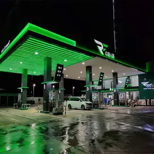 Op Maat Gemaakte Tankstation Roestvrij Staal En Buiten Led-Verlichting Pylon Teken Voor Benzinestation Benzinestation