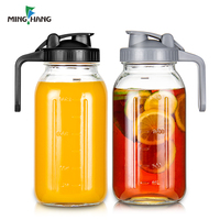 Prix d'usine – Pichet en verre transparent de 2 L (64 oz) avec poignée et couvercle à clapet pour boissons aux fruits