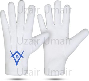 Nouvel ensemble tendance d'aprons maçonniques avec gants blancs et aprons bleus à vendre, ornements et emblèmes symboliques, tenue formelle pour usage cérémoniel - Product Image 3