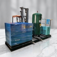 Compresseur d'air à vis stationnaire monté sur châssis Jinjing, moteur PLC, alimentation CA, haute pression 30-40 bars, booster pour le soufflage de bouteilles PET