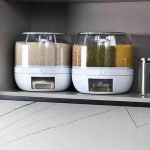 Rice Cereal Dispenser Rotating Sealed Transparent Airtight Grain Storage <b>Food</b> <b>Containers</b> Aesthetic Stylish - Product Image 4