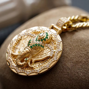 תכשיטי חיות משובח משובחים 18 קארט זהב אמיתי צהוב זהב אמיתי זהב טבעי אמרלד טבעי שרשרת תליון נשים תכשיטים - Product Image 3