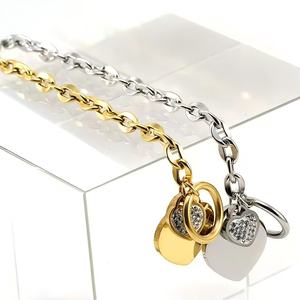 Stainless Steel Heart Bracelet for Women, <b>Titanium</b> Steel 18K Gold Personalized OT Buckle Bracelet for Women Fashion Jewelry - Product Image 2