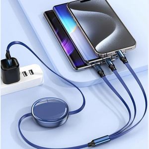 Câble de charge USB rétractable 3-en-1 en nylon tressé 1,2 m 100W TPE avec logo OEM pour téléphone/Type-C/Android - Product Image 5