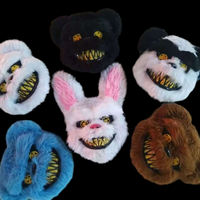 Masque de fête lumineux LED HLC pour Halloween, masque lumineux effrayant ours brun lapin, accessoire de déguisement cosplay pour la déguisade d'horreur