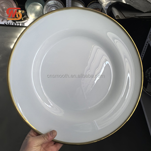LISSE luxe 13 pouces <span class=keywords><strong>Transparent</strong></span> argent doré jante Design blanc plaque de <span class=keywords><strong>verre</strong></span> chargeur plaque <span class=keywords><strong>verre</strong></span> pour la décoration de Table de mariage - Product Image 4