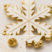 Broche Flocon de Neige Unique 3D en Émail Souple, Bijou de Noël Doré, Vente en Gros, Épingles de Revers, Badges Métalliques Personnalisés, Usine OEM