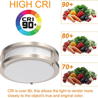 Lampu Plafon LED Double Ring 13 inci 36W Warna Nikel Brushed 5CCT Dimmable untuk Kamar Tidur dari Gudang USA