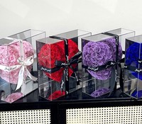 Boîte Cadeau de Luxe pour Mariage, Décoration en Forme de Cœur, Roses au Toucher Réel, Fleurs Préservées Effet Miroir pour Décoration