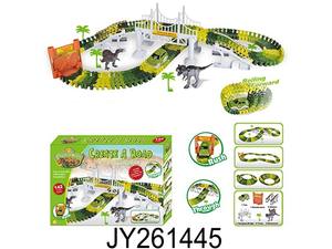 Pista da Corsa per Dinosauri Mondo dei Dinosauri Ponte Crea una Strada Set Giocattolo 142 Pezzi con Auto e Pista Flessibile - Product Image 6