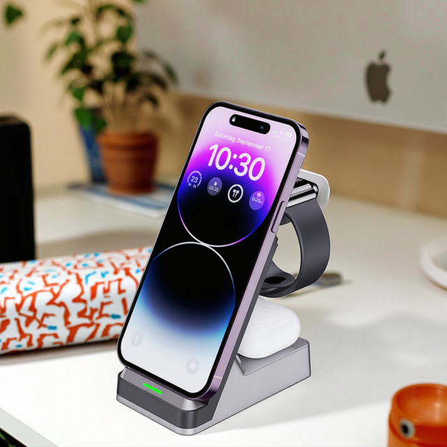 3 in 1 Portable Quick Charging Station for iPhone IWatch for AirPods with Magnetic Feature Smart Watch Earphone Adapter