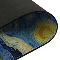 Tapis de Souris Artistique Grand Format en Tissu avec Surface Caoutchoutée, Motif Dessin Animé Husky Sibérien, Série Esthétique, Peinture à l'Huile, pour Bureau