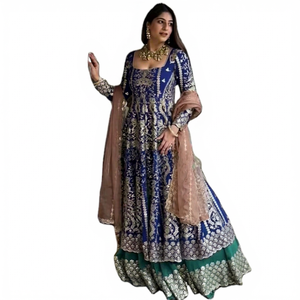 Sari Tradicional Indio de Alta Calidad Hecho a Mano, Estilo Moderno para Mujer + Blusa, Tela de Seda Kota, Ropa Casual para Bodas - Product Image 1
