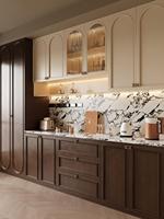 Buffet sur mesure de style français, meuble de salle à manger haut de gamme, buffet de luxe, meuble modulaire en panneaux, bois, cuisine, hôtel