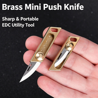 Couteau EDC compact en laiton, mini-lame rétractable 7Cr, porte-clés, coupe-bordures de poche pour le camping, la randonnée, cadeau