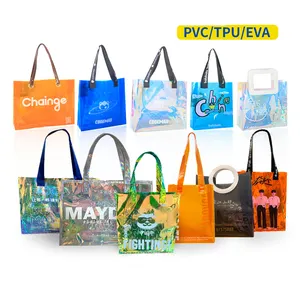 Laser trong suốt Jelly Tote túi cho dây kéo PVC TPU rõ ràng totebags cho phụ nữ Nylon PU Túi mua sắm biểu tượng tùy chỉnh túi xách sang trọng