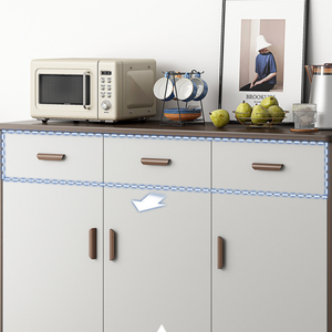 Buffet en bois de style panneau moderne, 2 <span class=keywords><strong>portes</strong></span>, 2 tiroirs, armoire à hauteur réglable pour salon, bureau, hôtel, salle de thé - Product Image 3