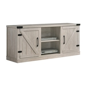 Meuble TV moderne de style mi-siècle avec portes coulissantes en bois, rangement et caractéristiques réglables pour téléviseurs de 55 à 59 pouces, gris pierre, pour salon - Product Image 1