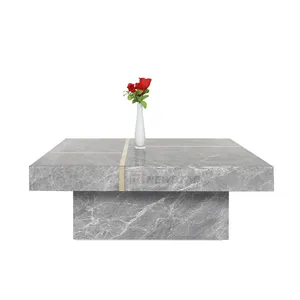 Chinese supplier stone furniture marble gray color italian coffee table for living room mid century coffee shop tea table