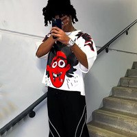 Ropa de aduanas, camiseta con dobladillo crudo con estampado de algodón pesado, manga corta, camisa recortada cuadrada de gran tamaño, fabricante