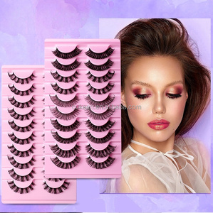 Precio de Fábrica, 10 Pares de Pestañas Naturales y Sintéticas, Curvatura DD, Estilos Mixtos, Tira Completa, Pestañas Rusas Personalizadas para Rusas - Product Image 1