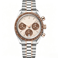 Montre chronographe mécanique automatique pour homme, lunette tachymetre, fenêtre de date, bracelet en acier inoxydable lumineux, style vintage sport