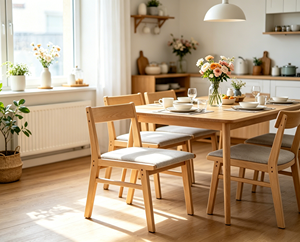 Scandinavian Wooden Living Room <b>Chair</b> With Gray Upholstered Seat And Solid <b>Back</b> Modern Home Furniture - Product Image 4