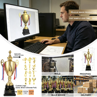 Coupe de trophée dorée Champion de grande taille, personnalisable avec gravure, pour compétitions sportives et souvenirs - Vente en gros