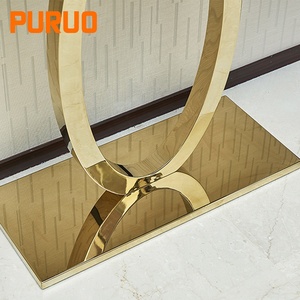 Rectangular Shaped Entrance Porch Modern Living Room Furniture Luxury Hallway Metal Stainless Steel Mirror <strong>Marble</strong> <strong>Console</strong> <strong>Table</strong> - Product Image 4