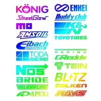 Kit de 20 autocollants décoratifs réfléchissants pour voitures, style fixe, avec sponsors de course, en vinyle, pour JDM, Lowriders et autres automobiles