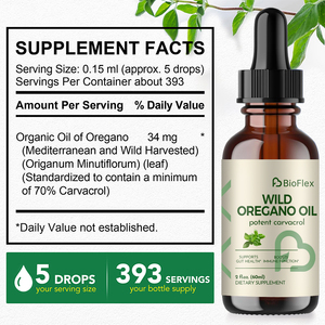 Huile d'origan pure biologique en vrac de 60 ml, vente en gros, étiquette privée pour renforcer l'immunité des adultes - Product Image 2