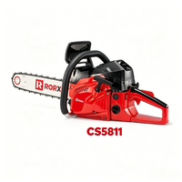 Tronçonneuse à essence portative de qualité industrielle, 58cc, 2400W, 2 temps, RORX CS5811, avec guide-chaîne de 20/22/18 pouces, vente chaude d'usine, OEM, DIY