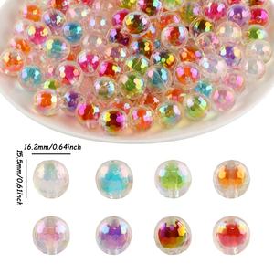 16mm Acrylic <b>Plastic</b> Lucite Straight Hole Multi-faceted Fashion High Quality Colorful Customizable Colors Loose <b>Beads</b> Jewelry - Product Image 2